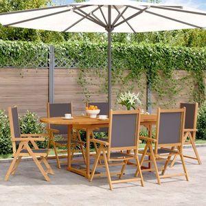 vidaXL Set mobilier de grădină 7 piese textil antracit/lemn masiv imagine