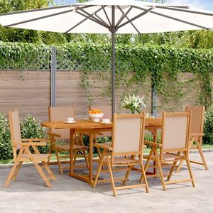 vidaXL Set mobilier de grădină 7 piese textil taupe/lemn masiv imagine