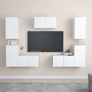 vidaXL Set dulapuri TV, 6 piese, alb, lemn prelucrat imagine