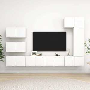 vidaXL Set dulapuri TV, 8 piese, alb, lemn prelucrat imagine
