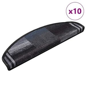 vidaXL Covorașe scări autoadezive, 10 buc., negru și gri, 65x21x4 cm imagine