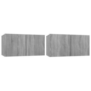 vidaXL Dulap TV suspendat gri sonoma 2 buc. 60x30x30 cm lemn prelucrat imagine