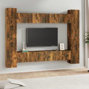 vidaXL Set dulapuri TV, 10 piese, stejar fumuriu, lemn prelucrat imagine