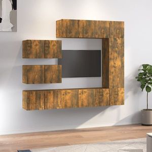 vidaXL Set dulap TV, 8 piese, stejar fumuriu, lemn prelucrat imagine