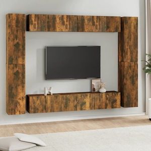 vidaXL Set dulapuri TV, 10 piese, stejar fumuriu, lemn prelucrat imagine