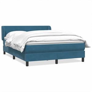 vidaXL Pat box spring cu saltea, albastru închis, 140x220 cm, catifea imagine