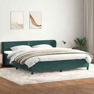 vidaXL Pat cu arcuri cu saltele verde închis 200x210 cm catifea imagine