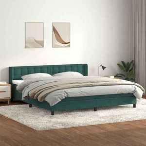 vidaXL Pat box spring cu saltea, verde închis, 200x210 cm, catifea imagine