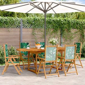 vidaXL Set mobilier de grădină 7 piese textil model frunze/lemn masiv imagine