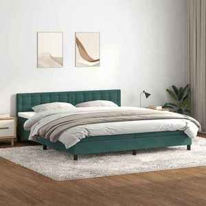 vidaXL Pat box spring cu saltea, verde închis, 200x210 cm, catifea imagine