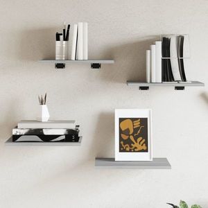 vidaXL Rafturi de perete, 4 buc., gri sonoma, 40x30x1, 5 cm, lemn imagine