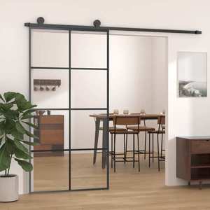 vidaXL Ușă glisantă, negru, 102, 5x205 cm, sticlă ESG și aluminiu imagine