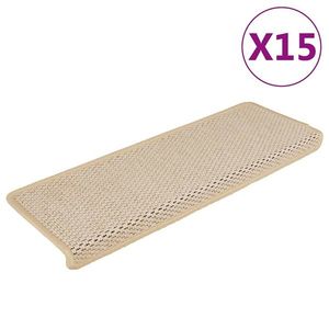 vidaXL Covorașe scări autoadezive, 15 buc., crem, 65x21x4 cm, sisal imagine