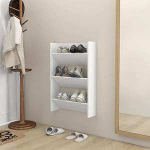 vidaXL Pantofar de perete, alb, 60x18x90 cm, PAL imagine