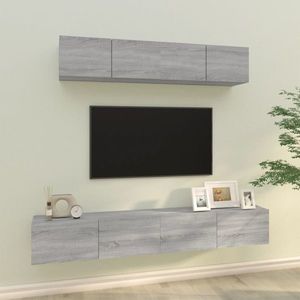 vidaXL Set dulapuri TV, 4 piese, gri sonoma, lemn prelucrat imagine