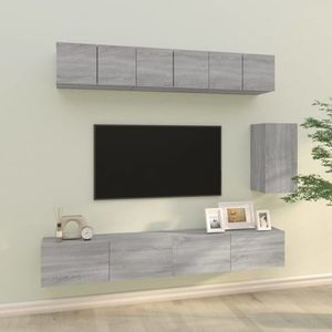 vidaXL Set dulapuri TV, 6 piese, gri sonoma, lemn prelucrat imagine