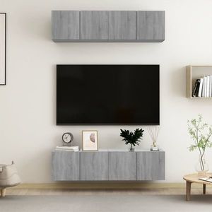 vidaXL Comode TV, 4 buc., gri sonoma, 60x30x30 cm, lemn prelucrat imagine