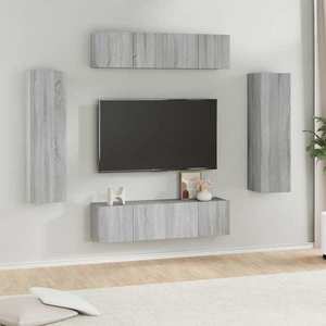 vidaXL Set dulapuri TV, 6 piese, gri sonoma, lemn prelucrat imagine