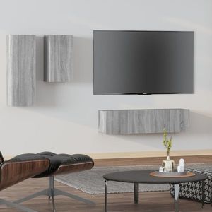 vidaXL Set dulapuri TV, 4 piese, gri sonoma, lemn prelucrat imagine