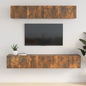 vidaXL Set dulapuri TV, 5 piese, stejar fumuriu, lemn prelucrat imagine