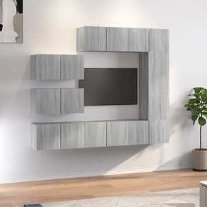 vidaXL Set dulap TV, 8 piese, gri sonoma, lemn prelucrat imagine