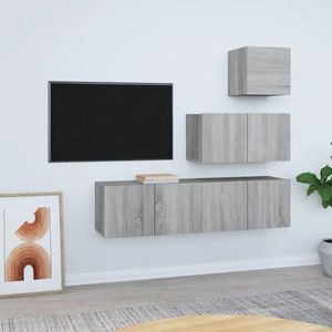 vidaXL Set dulapuri TV, 4 piese, gri sonoma, lemn prelucrat imagine