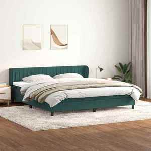 vidaXL Pat cu arcuri cu saltele verde închis 200x210 cm catifea imagine