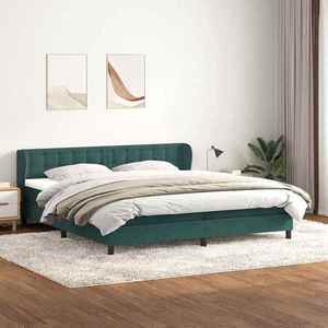 vidaXL Pat cu arcuri cu saltele verde închis 200x210 cm catifea imagine