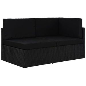 vidaXL Canapea modulară cu 2 locuri, negru, poliratan imagine