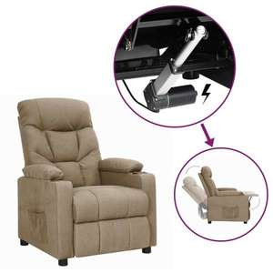 vidaXL Fotoliu cu ridicare, gri taupe, material textil imagine