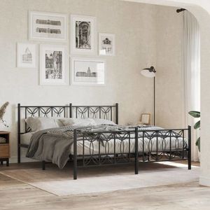 vidaXL Cadru pat fără saltea, tăblie de picioare negru 180x200cm metal imagine