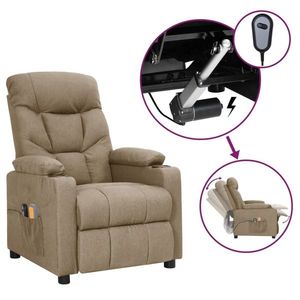 vidaXL Fotoliu electric de masaj rabatabil, gri taupe, textil imagine