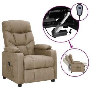 vidaXL Fotoliu electric rabatabil cu ridicare, gri taupe, textil imagine