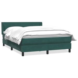 vidaXL Pat box spring cu saltea, verde închis, 140x220 cm, catifea imagine