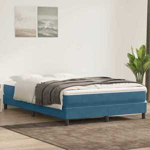 vidaXL Pat box spring cu saltea, albastru închis, 140x220 cm, catifea imagine