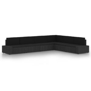 vidaXL Set mobilier de grădină, 6 piese, negru, poliratan imagine