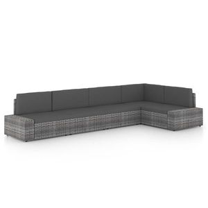 vidaXL Set mobilier de grădină cu perne, 5 piese, gri, poliratan imagine