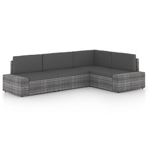 vidaXL Set mobilier de grădină cu perne, 4 piese, gri, poliratan imagine