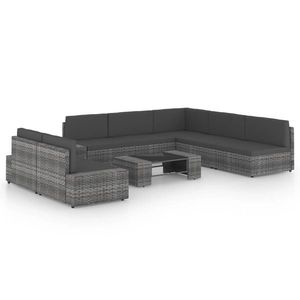 vidaXL Set mobilier de grădină cu perne, 8 piese, gri, poliratan imagine