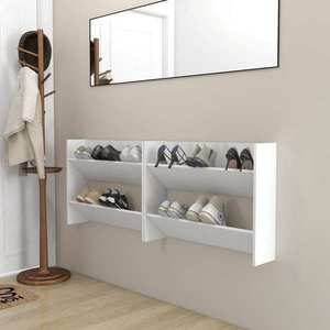 vidaXL Pantofare de perete, 2 buc., alb, 80x18x60 cm, PAL imagine