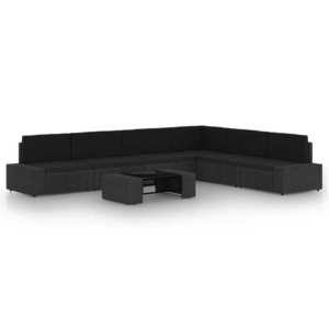 vidaXL Set de mobilier pentru grădină, 7 piese, negru, poliratan imagine