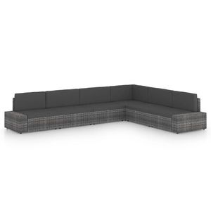 vidaXL Set mobilier de grădină cu perne, 6 piese, gri, poliratan imagine