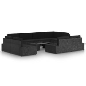 vidaXL Set mobilier de grădină cu perne, 10 piese, negru, poliratan imagine