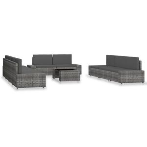 vidaXL Set mobilier de grădină, 10 piese, gri, poliratan imagine