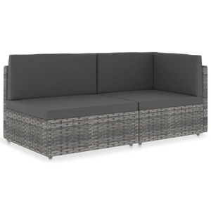 vidaXL Canapea modulară cu 2 locuri, gri, poliratan imagine