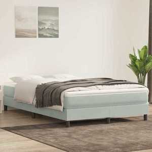 vidaXL Pat box spring cu saltea, gri deschis, 140x220 cm, catifea imagine