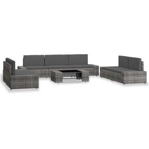 vidaXL Set mobilier de grădină, 8 piese, gri, poliratan imagine