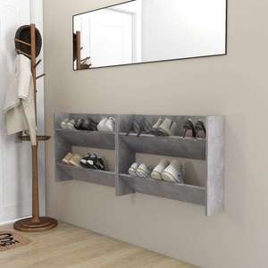 vidaXL Pantofare de perete, 2 buc., gri beton, 80x18x60 cm, PAL imagine
