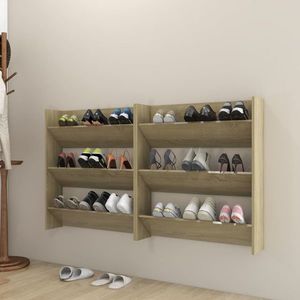 vidaXL Pantofare de perete, 2 buc., stejar sonoma, 80x18x90 cm, PAL imagine