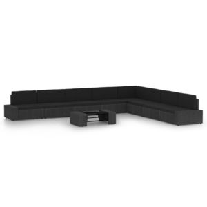 vidaXL Set mobilier de grădină, 9 piese, negru imagine